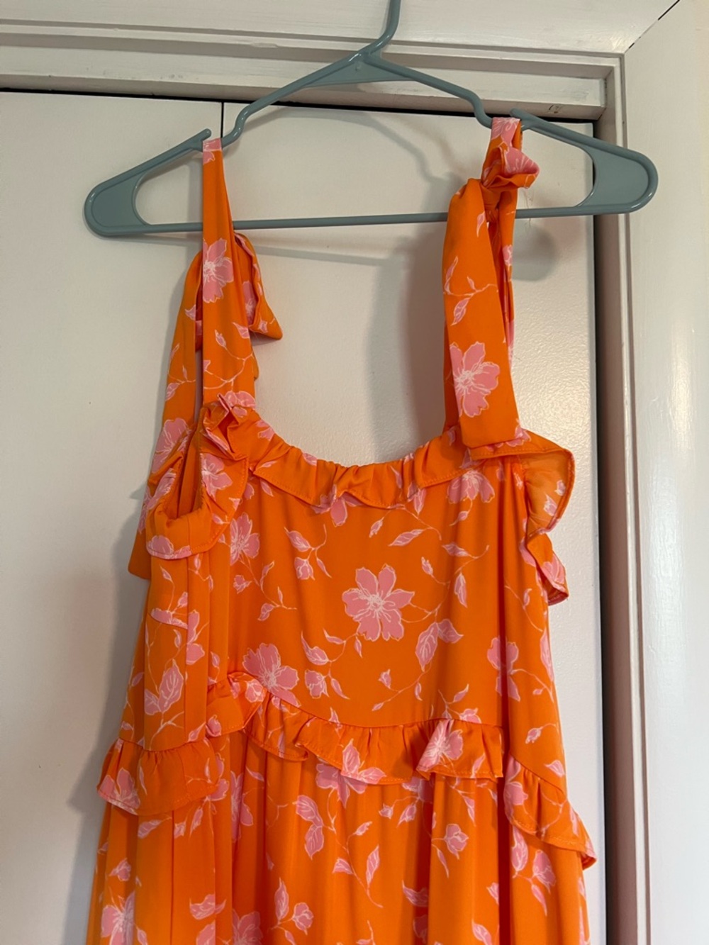 Buddy Love Orange Maxi Dress with Pink Floral Print